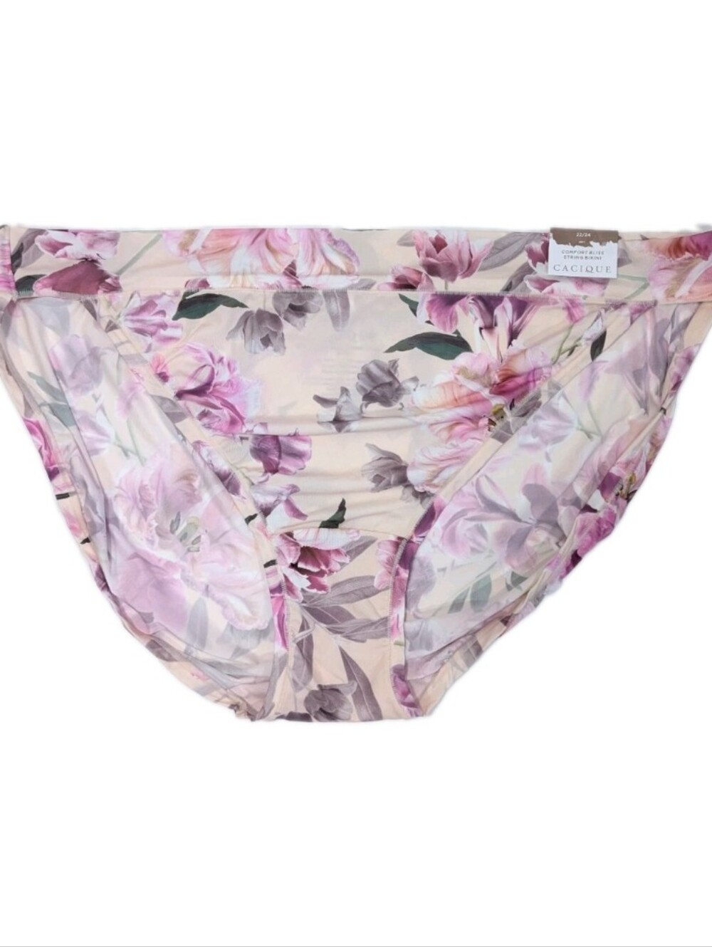 Cacique Comfort Bliss String Bikini 22/24 Women Plus Size Panty floral nylon